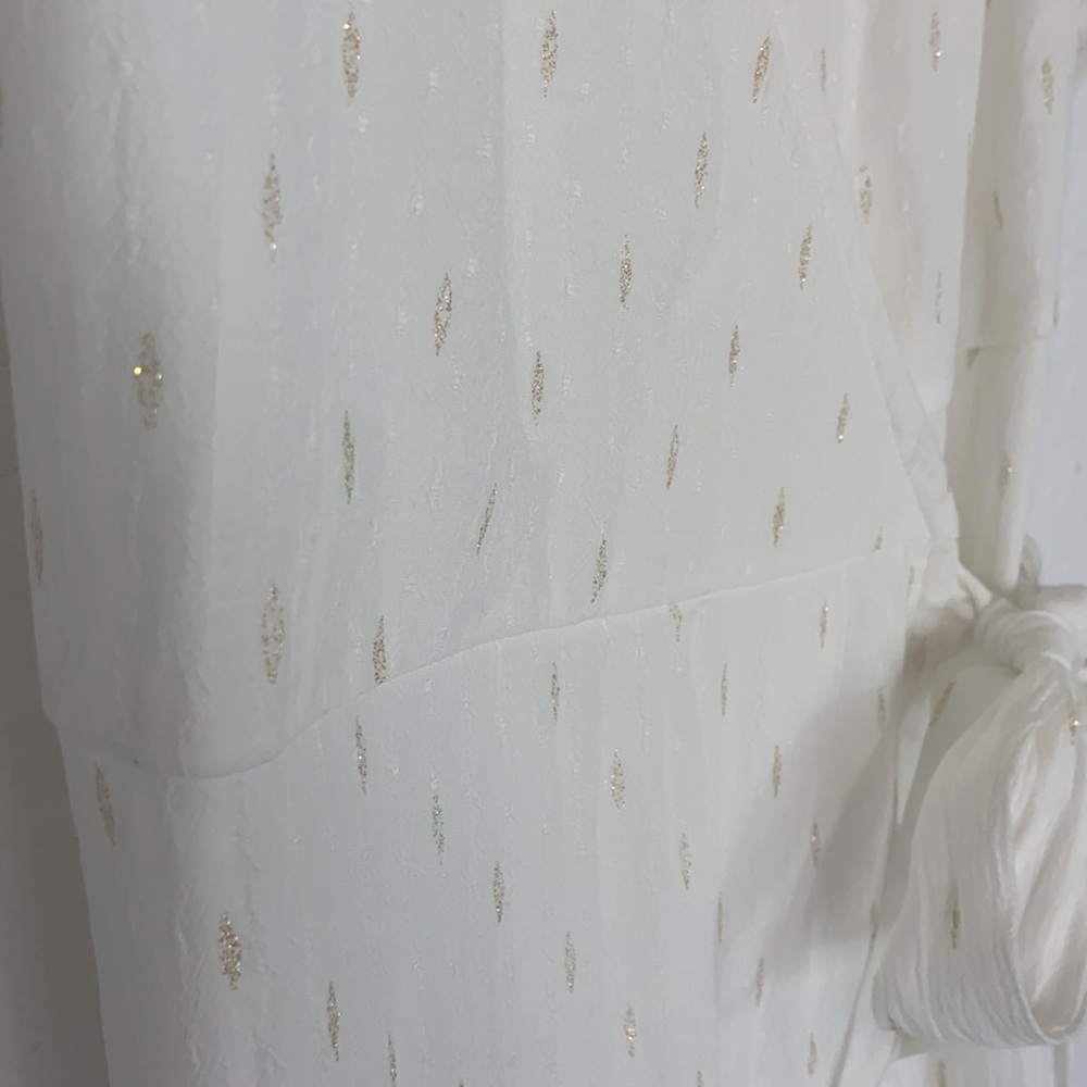 Like new Anthropologie Drew white gold wrap dress - Picture 10 of 11